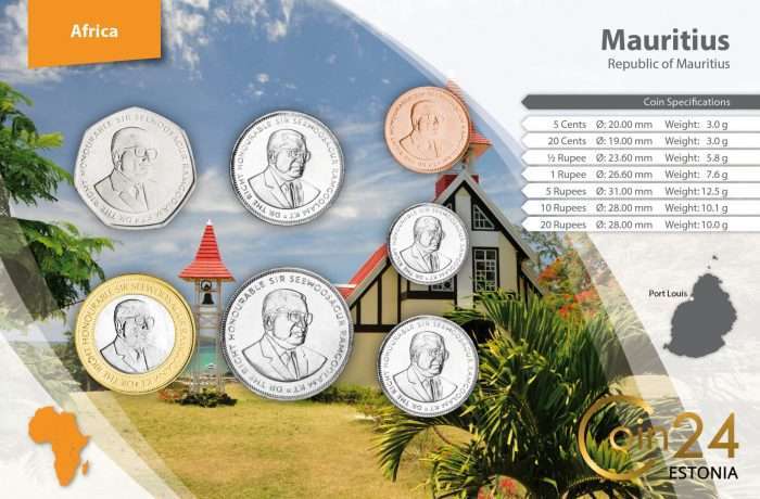 Mauritius_(Repubblica)_1992-data_57532_indietro Set di monete - Mauritius - immagine 2