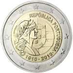 2 евро 2010 года. 100 лет Португальской Республике BU — изображение 2