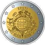 2 euroa Viro 2012 - Kymmenen vuotta euroa