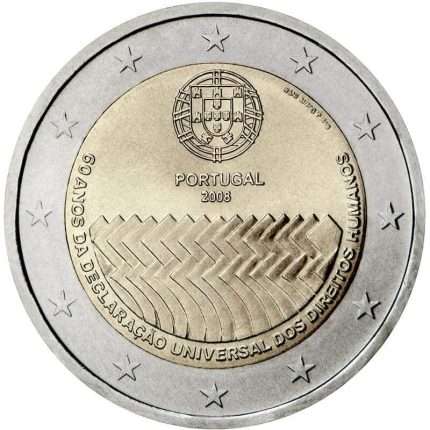2 euro 2008. Portugal. 60th anniversary of the Universal Declaration of Human Rights