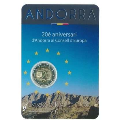 2 euro Andorra 2014 - 20 Years in the Council of Europe (coincard)
