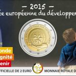 2 euros Bélgica 2015 - Año Europeo del Desarrollo en tarjeta (versión FR)