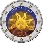 Coloured coin 2 euros. 2019. Latvia. Sunrising.