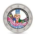 Värillinen kolikko. 2 euroa. Viro. 150 vuotta Laulujuhlia