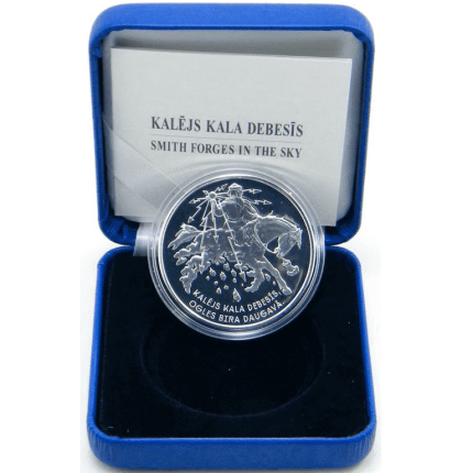 Silver coin (5 euro) 2017. Latvia. Smith Forges in The Sky