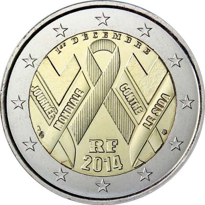 2 euro Ranska 2014. Aidsin torjunta Maailman AIDS-päivänä - Image 1