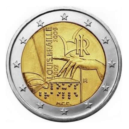 2 euro Italy 2009 - 200th anniversary of Louis Braille`s birth