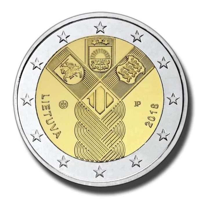 2018-lituania-100-años-de-los-estados-bálticos-moneda-conmemorativa-de-2-euros 2 euros Lituania - Centenario de los países bálticos - Imagen 1