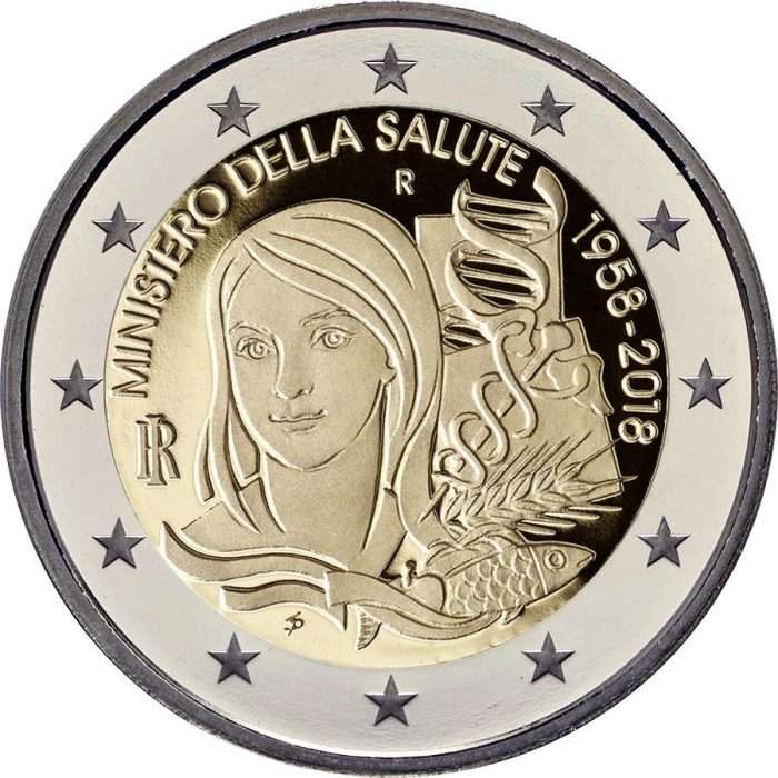 Saludo TI 2018 2 euros Italia 2018 - 60 aniversario del Ministerio de Salud italiano - Imagen 1