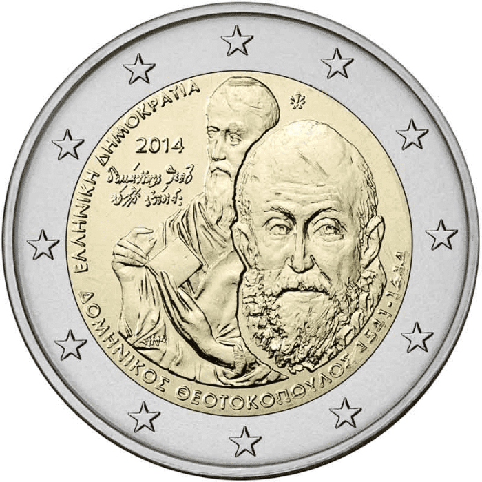2 euro - 400 years since the Death of Domenikos Theotokopoulos 2 euro 2014. Greece. El Greco Coin Card BU - Image 3