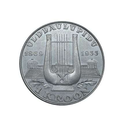 Moneta d'argento dell'Estonia 1933, 1 corona - Festival della canzone (Buone condizioni)