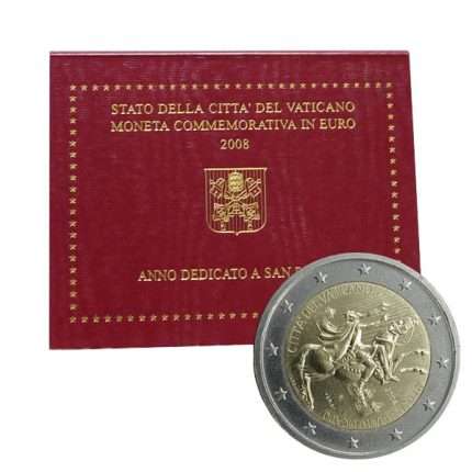 2 евро 2008 года. Ватикан. Апостол Павел