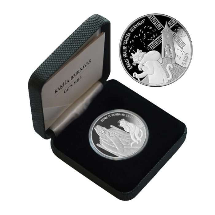 2019-latvija-katino-malunas-5-euru-sidabrine-moneta Silver Coin 2019. Latvia. Cat mill - Image 3