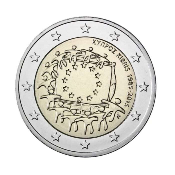 30 years of EU Flag, Cyprus 2 euro 2015 year.  30 years of EU Flag, Cyprus - Image 1