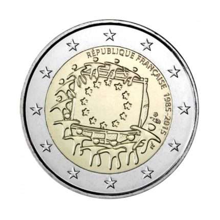 2 euro 2015 year. 30 years of EU Flag, France