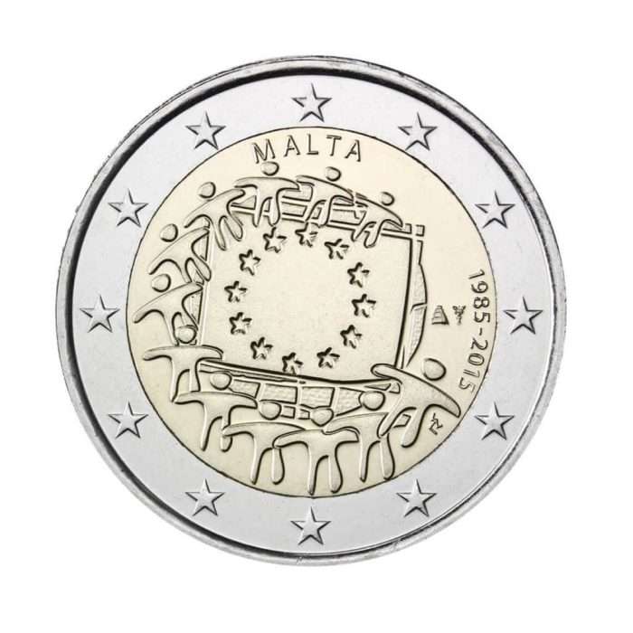 2 euros 2015. 30 aniversario de la bandera de la UE, Malta - Imagen 1