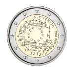 2 euro 2015 year. 30 years of EU Flag, Slovenia