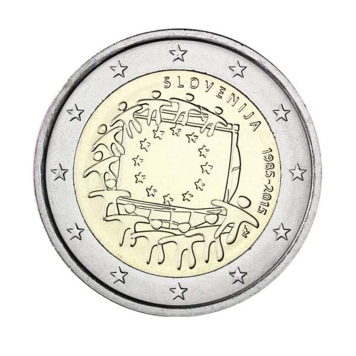 2 euro 2015 year. 30 years of EU Flag, Slovenia - Image 1