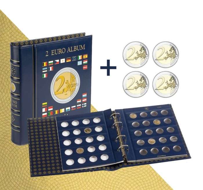 Present Album VISTA for 2 eur coins (+4 neutral sheets) (+4 coins) - Image 1