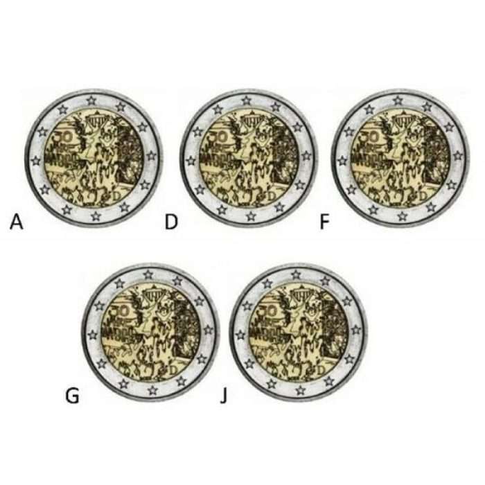 2 euros Alemania 2019 - 30 aniversario de la caída del Muro de Berlín (conjunto de 5 letras A, D, F, G, J) - Imagen 1