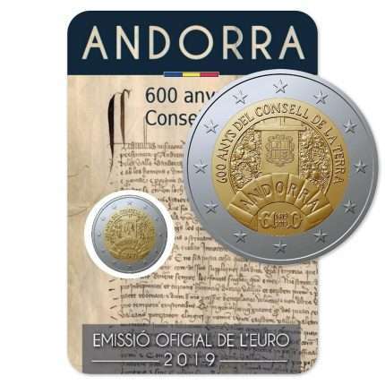 2 евро Андорра 2019г. - 600летие Совета Земли (парламента).