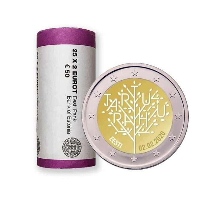 RODAR. 2 euros 2020 Estonia lanza 25 monedas: centenario del Tratado de Paz de Tartu - Imagen 1