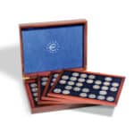Volterra Trio presentation wooden storage box for 2 euro coins in capsules (140 compartments)