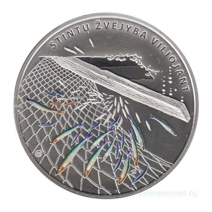 Серебряная монета 2019 года. Литва (10€) Рыбалка — изображение 2