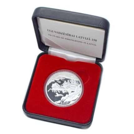 Silver coin of 2015. Latvia (5€) 150 years of firefighting