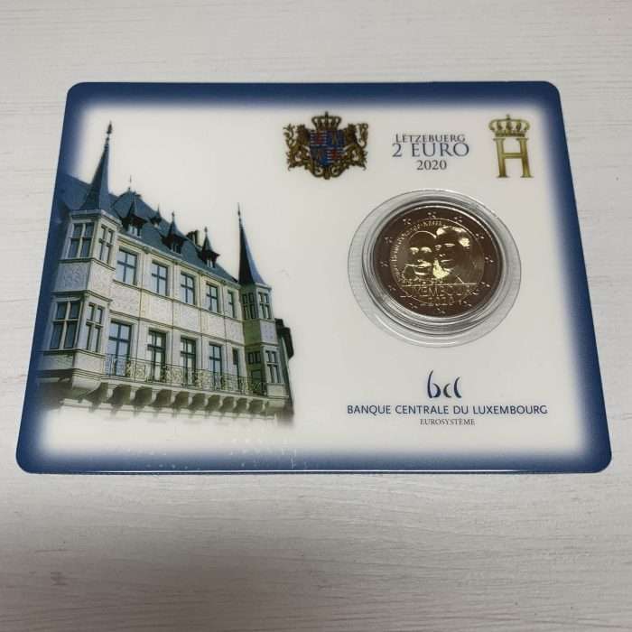 2 euro Luxembourg 2020a. rahapaja märgisega (BU) mündikaart  – Hendrik van Oranje-Nassau 200. Sünniaastapäev - Image 1