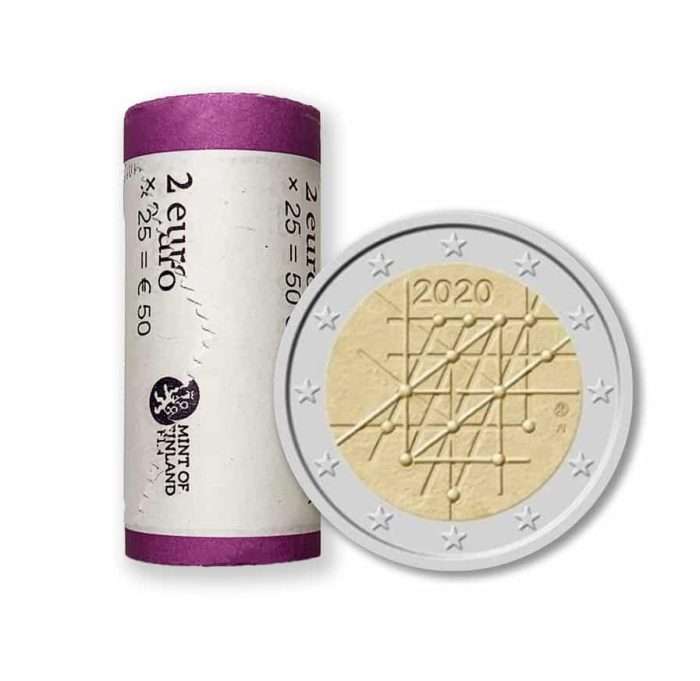 coins-rolls511454 РОЛЛ. 2 евро Финляндия 2020 - 100летие университета Турку UNC — изображение 1