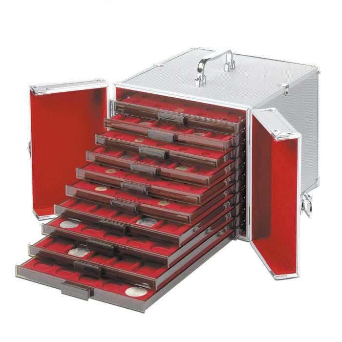 muenzkoffer-aus-aluminium-cargo-mb-10-fuer-10-muenzboxen Kohver müntide ladustamiseks + 2 euro Mündialused (10tk.) - Image 1