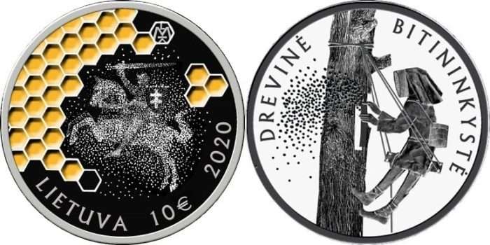 Серебряная монета 2020 года. Литва (10€) Бортничество — изображение 1