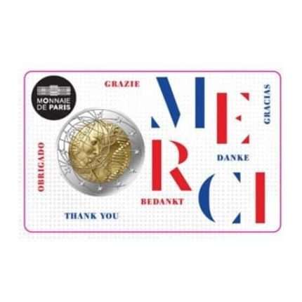 2 евро 2020 года. Франция. «Медицинские исследования» Merci (BU)