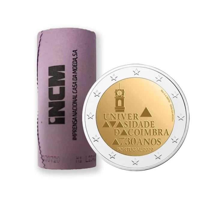 coins-rolls5115 РОЛЛ. 2 евро 2020 Португалия - 730-летие университета Коимбры — изображение 1