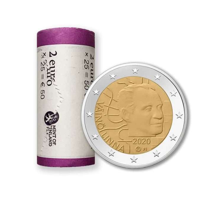 lat РОЛЛ. 2 евро 2020 года. Финляндия - 100-летие со дня рождения Вяйне Линны — изображение 1