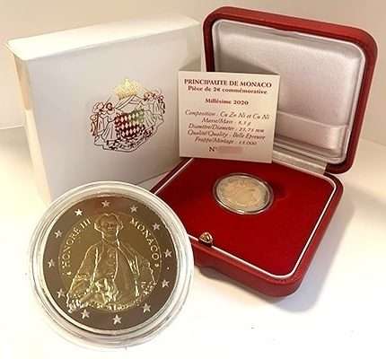 2 Euro 2020. Monaco-300 aastat prints Honore III
