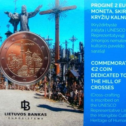 2 евро 2020 года. Литва -Гора Крестов карточка BU