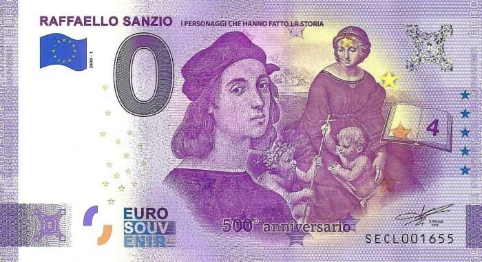 0 euro. Italia 2020. Raffaello Sanzio - immagine 1