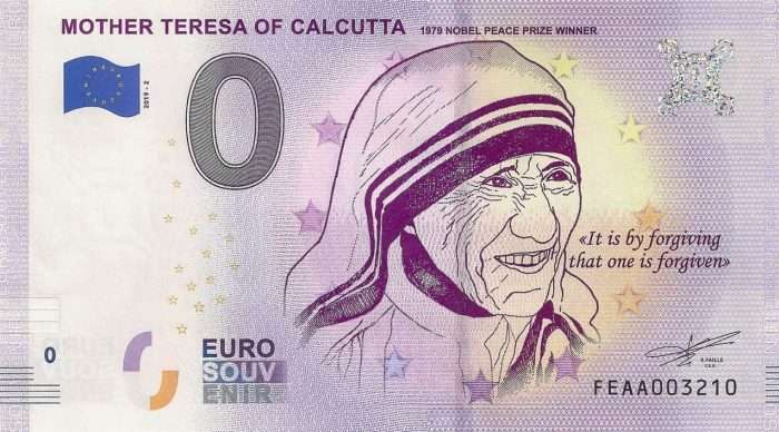 0 Euro. Malta 2019. Madre Teresa de Calcuta - Imagen 1
