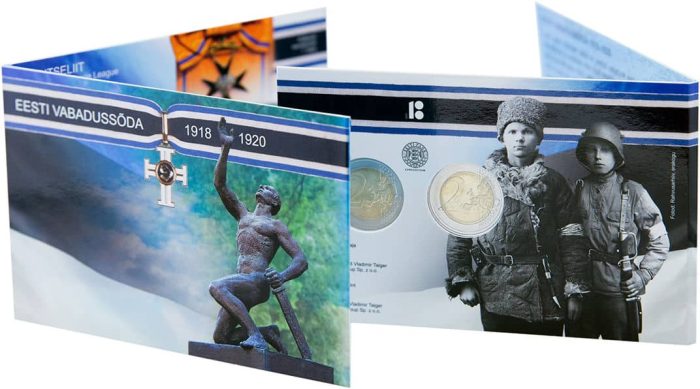 2 Euro 2018. Viron kolikkokortti. Viron vapaussota 1918-1920 (UNC) - Image 1