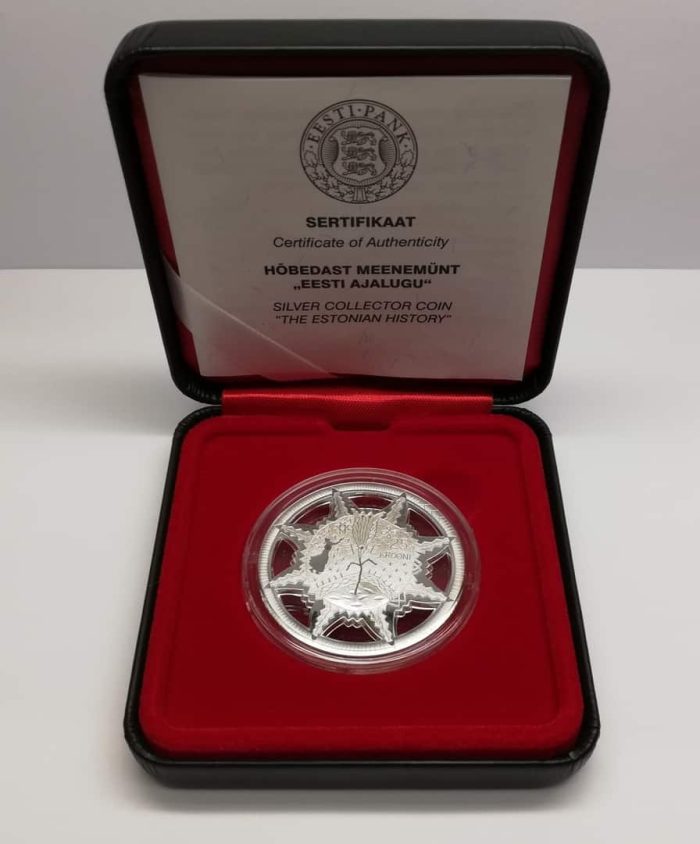 Silver coin 2010 - History of Estonia. Certificate number 00023! - Image 1