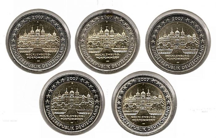 2 euros 2007. Alemania. Mecklemburgo-Pomerania Occidental (A,D,F,G,J) - Imagen 1