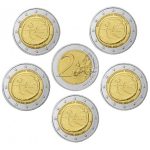 2 euros 2009. 10 años de la Unión Económica y Monetaria, Alemania (A,D,F,G,J)