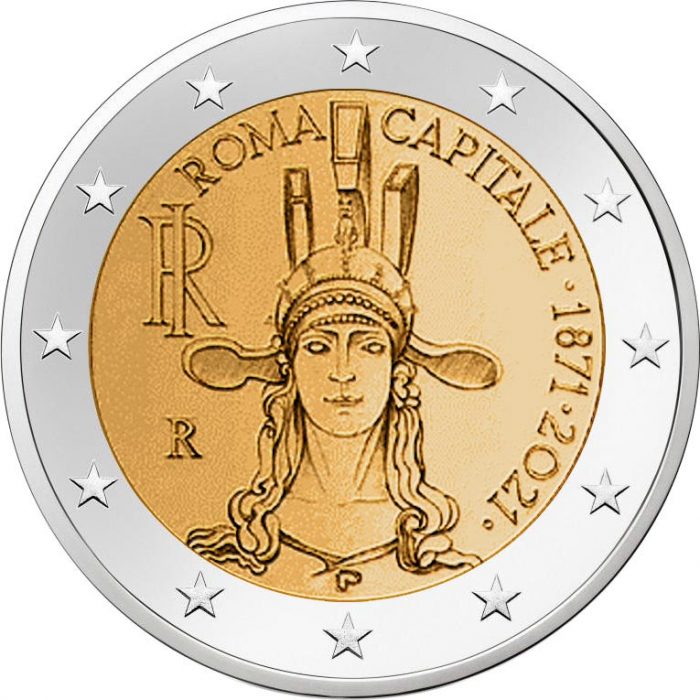 Италия 2021 Рим 2 Euro Itaalia 2021-150 aastat Rooma kui Itaalia pealinn PROOF - Image 2