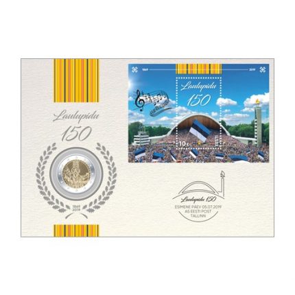 2 euro Estonia 2019. 150 aniversario del festival de canto (sello + sobre con moneda de 2 euros)