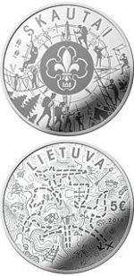Серебряная монета 2019 года. Литва (5€) Скауты — изображение 2