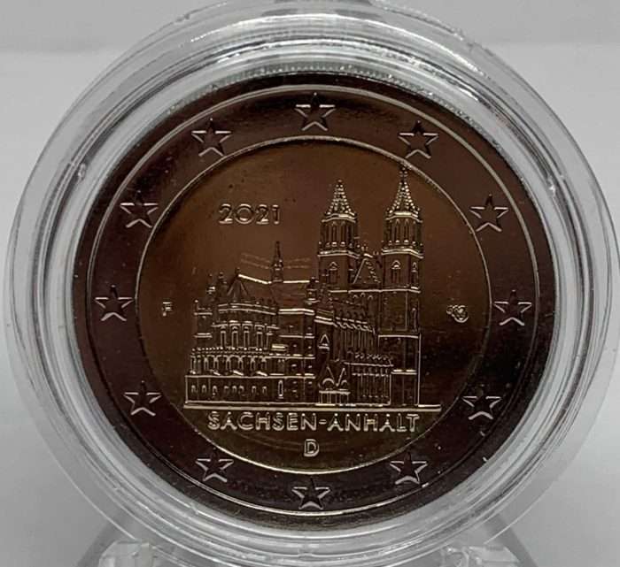 2 euroa 2021. Saksa. Saksi-Anhalt. Magdeburgin katedraali, BU. Satunnainen kirjain. - Image 2
