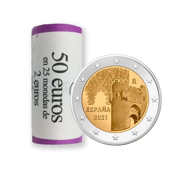 2 евро 2021 года. Испания. Исторический город Толедо РОЛЛ — изображение 1