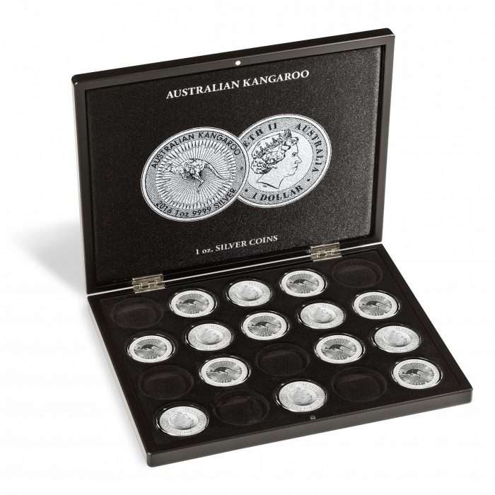 estuche-para-20-monedas-de-plata-australian-kangaroo-en-capsulas-2-1 Esittelykotelo 20 Australian Kenguruhopea kapselille, musta - Image 1